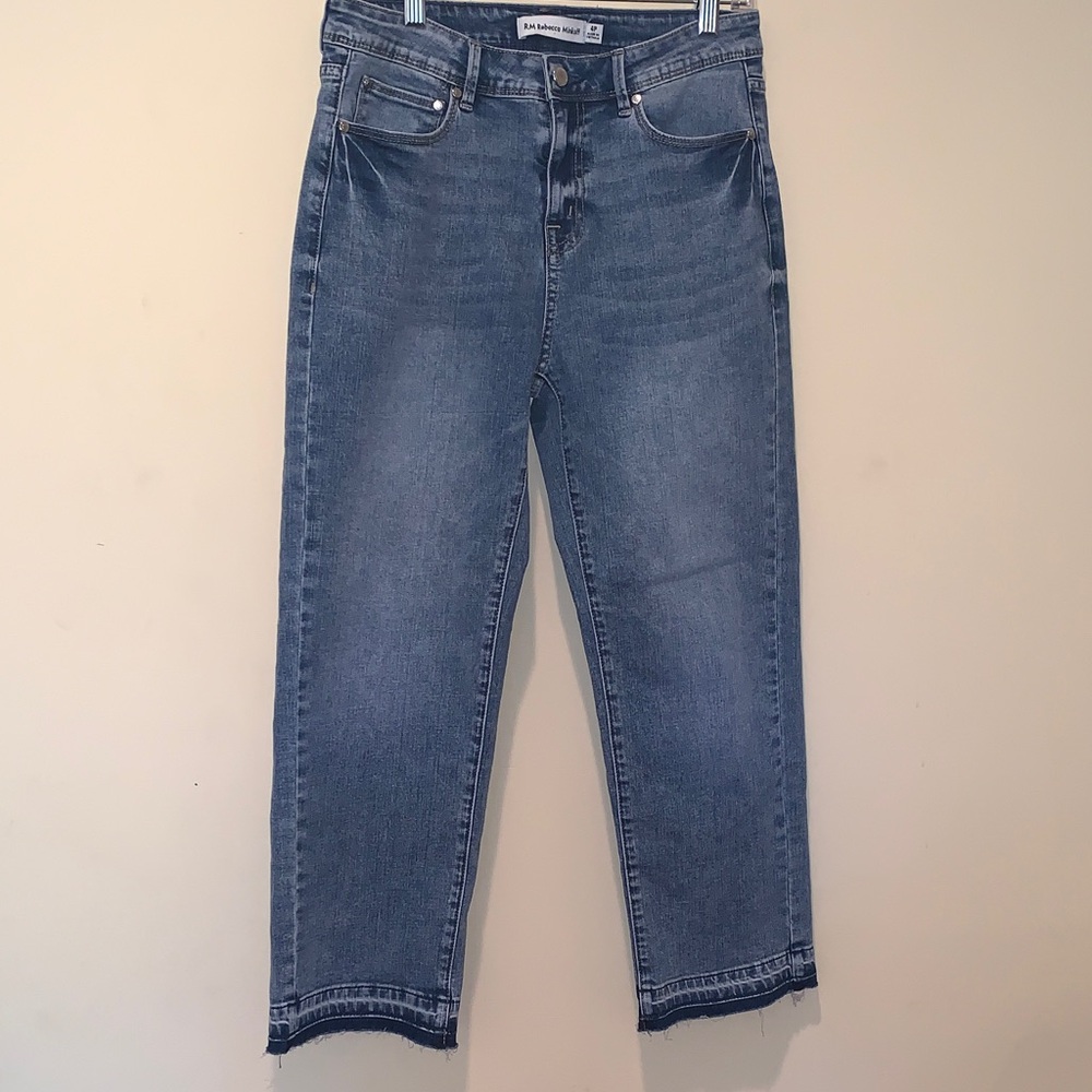 Rebecca Minkoff Straight Leg Jeans Medium Wash Drop Hem Designer Grandmacore
